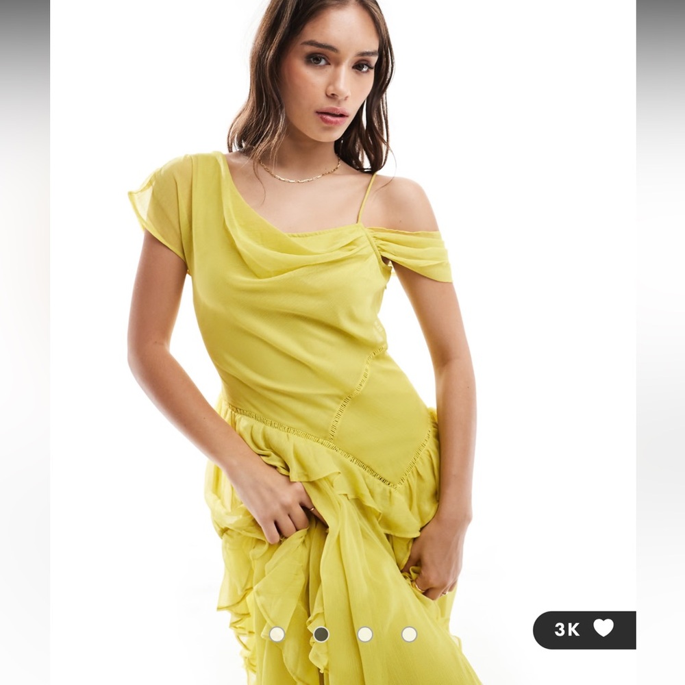 Yellow Ruffled Maxi Dress - Picture 2 of 4